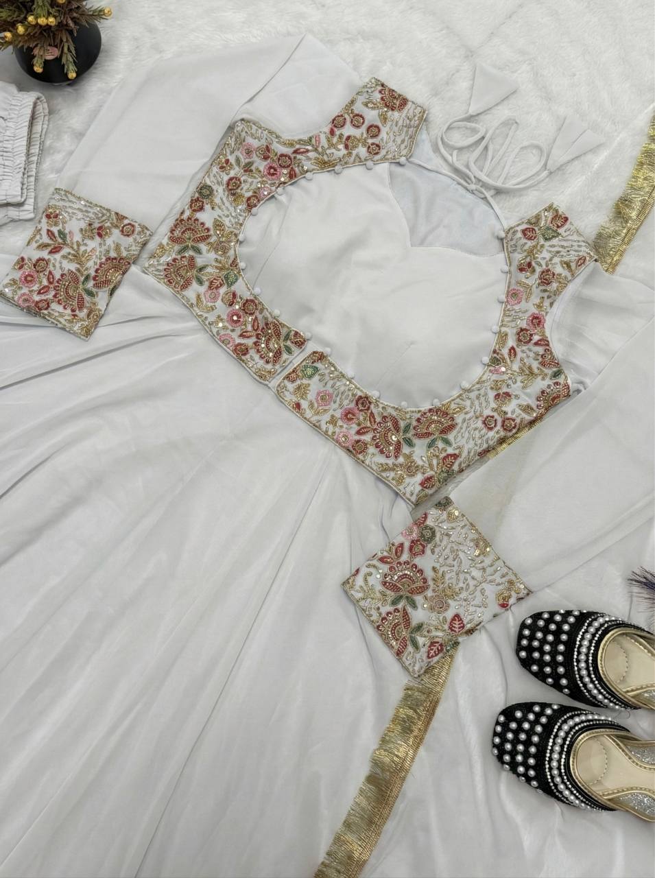 Ethereal Ivory Embroidered Jacket Set